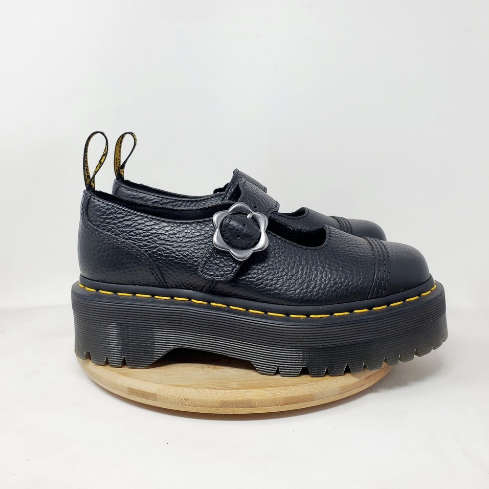 Dr Martens Mary Jane Womens 6 Addina Quad Flower Buckle Chunky Platform Academia